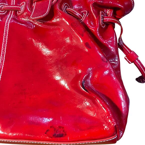 Dooney & Bourke Vintage Red Patent Leather Hayden Shoulder Handbag Purse - Picture 8 of 8
